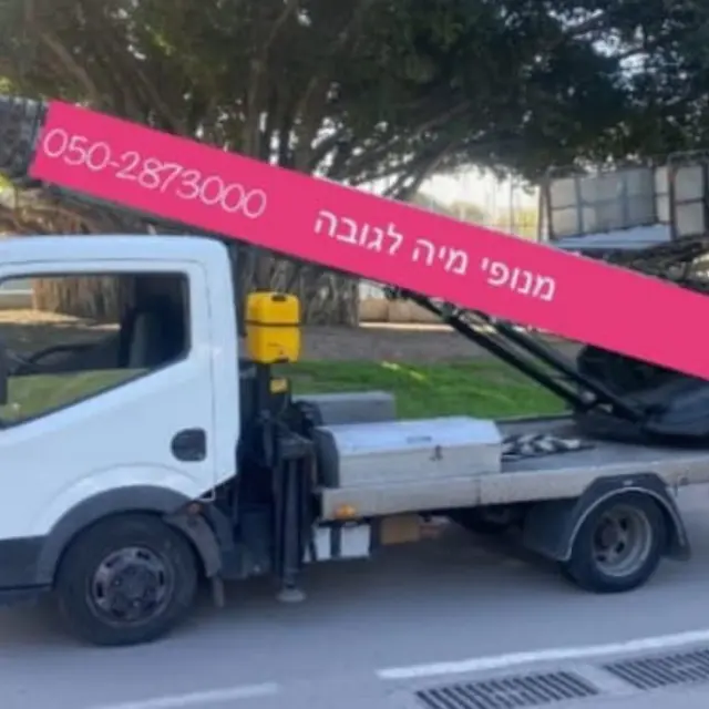 משאית המנוף הממותגת של מיה לגובה עם הזרוע הוורודה